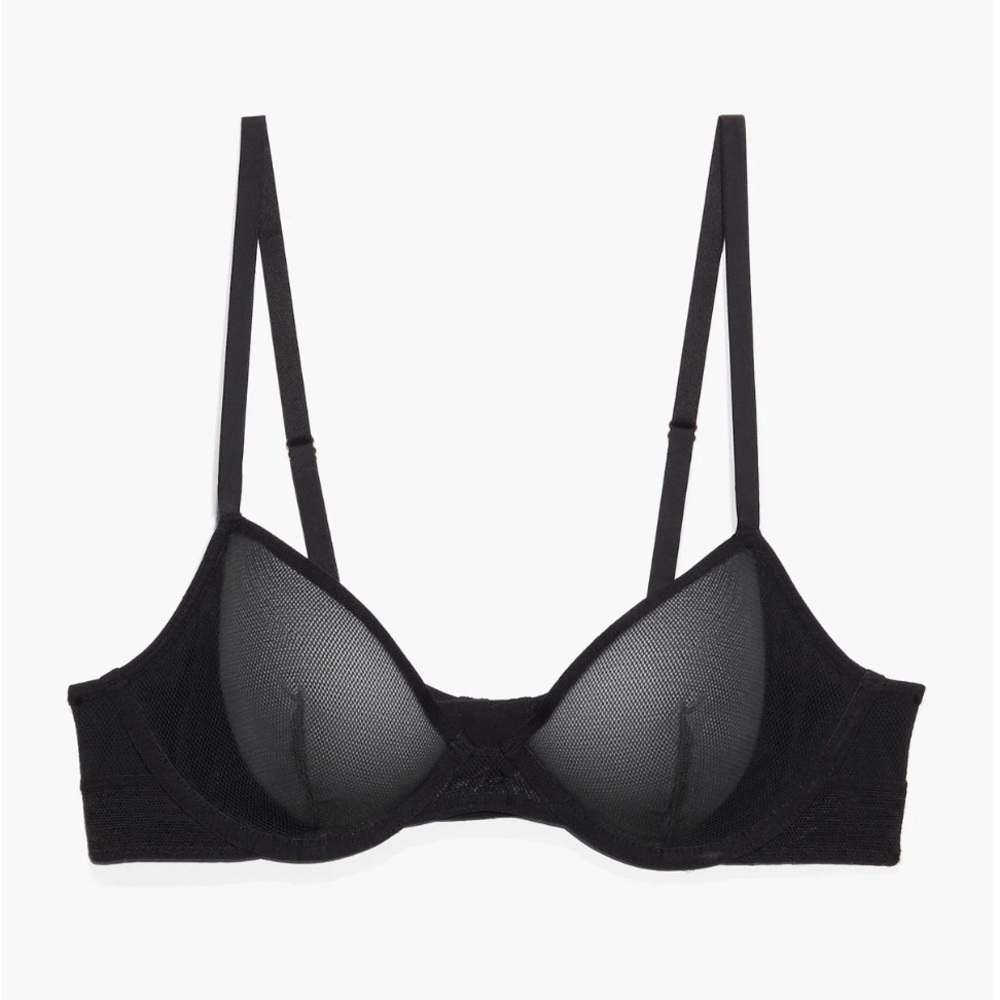 Savage X Fenty Nothin’ But Net Unlined Plunge Bra Black Fishnet Mesh 38DDD - New